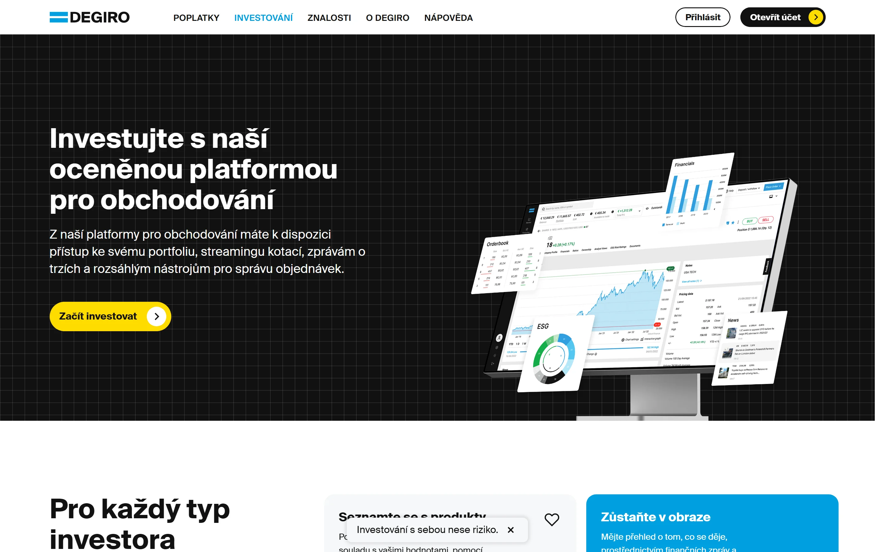 Obchodní platforma DEGIRO WebTrader