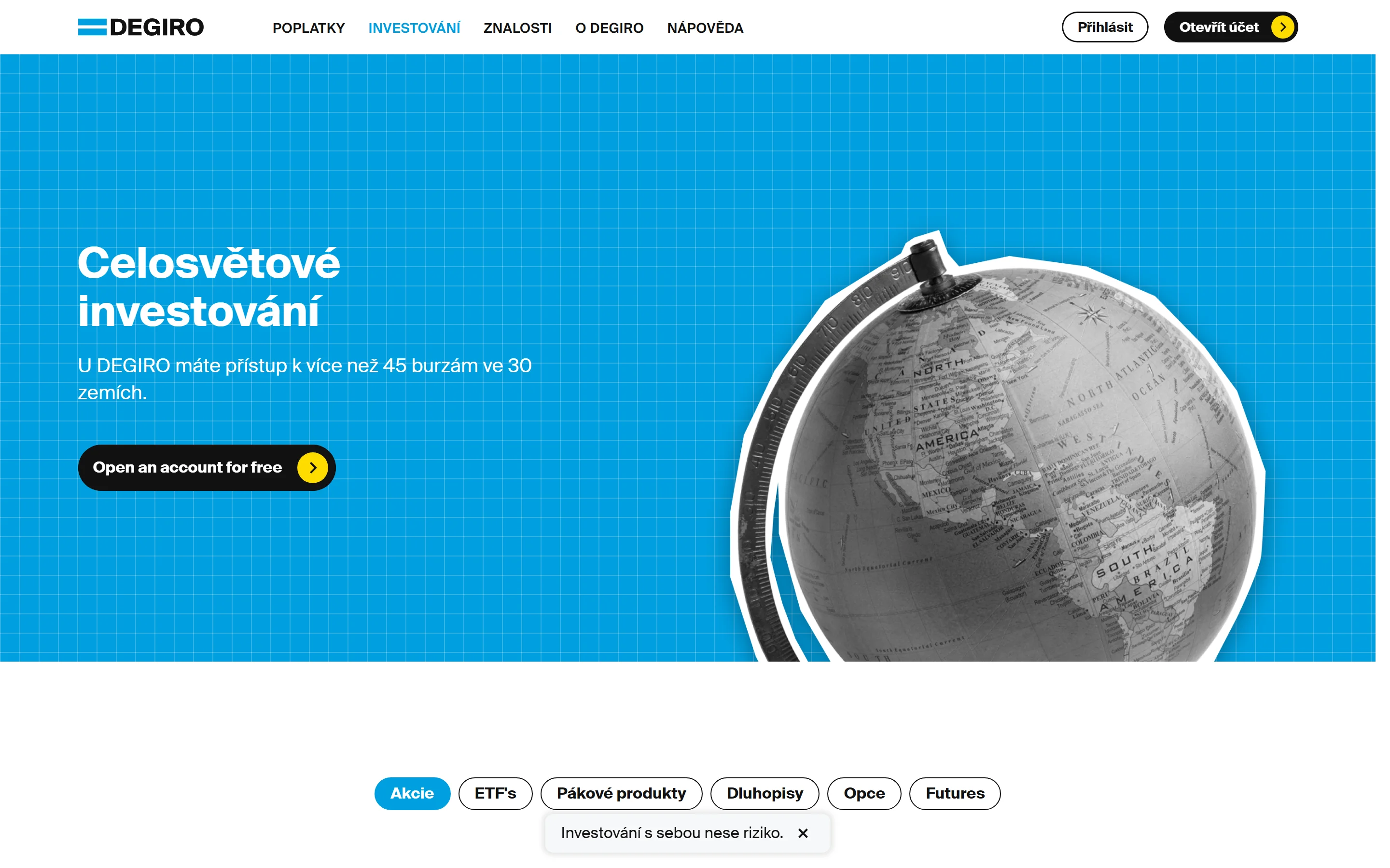 Produkty a burzy DEGIRO – akcie, ETF, dluhopisy, futures, opce