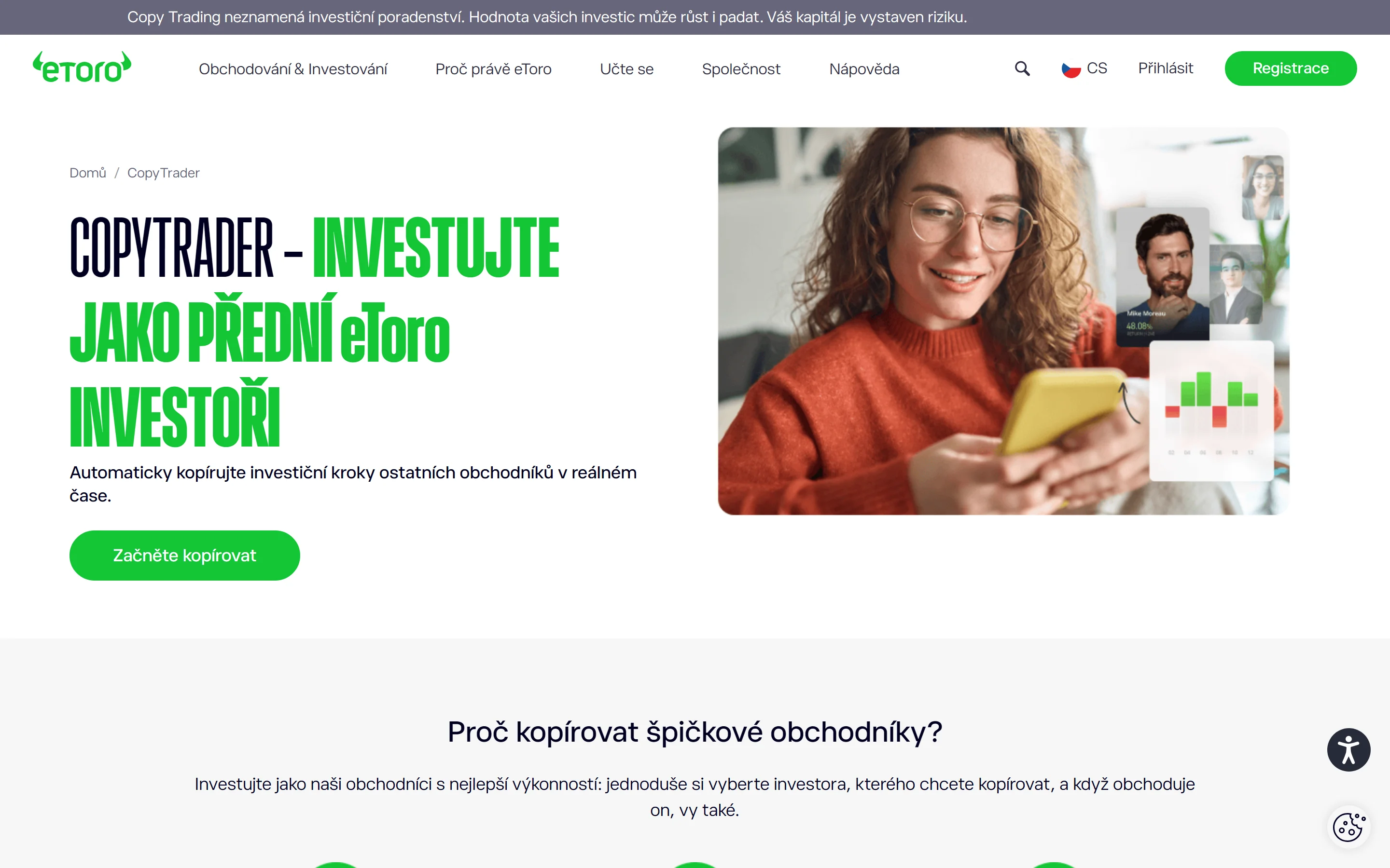 CopyTrader – kopírování obchodů úspěšných investorů