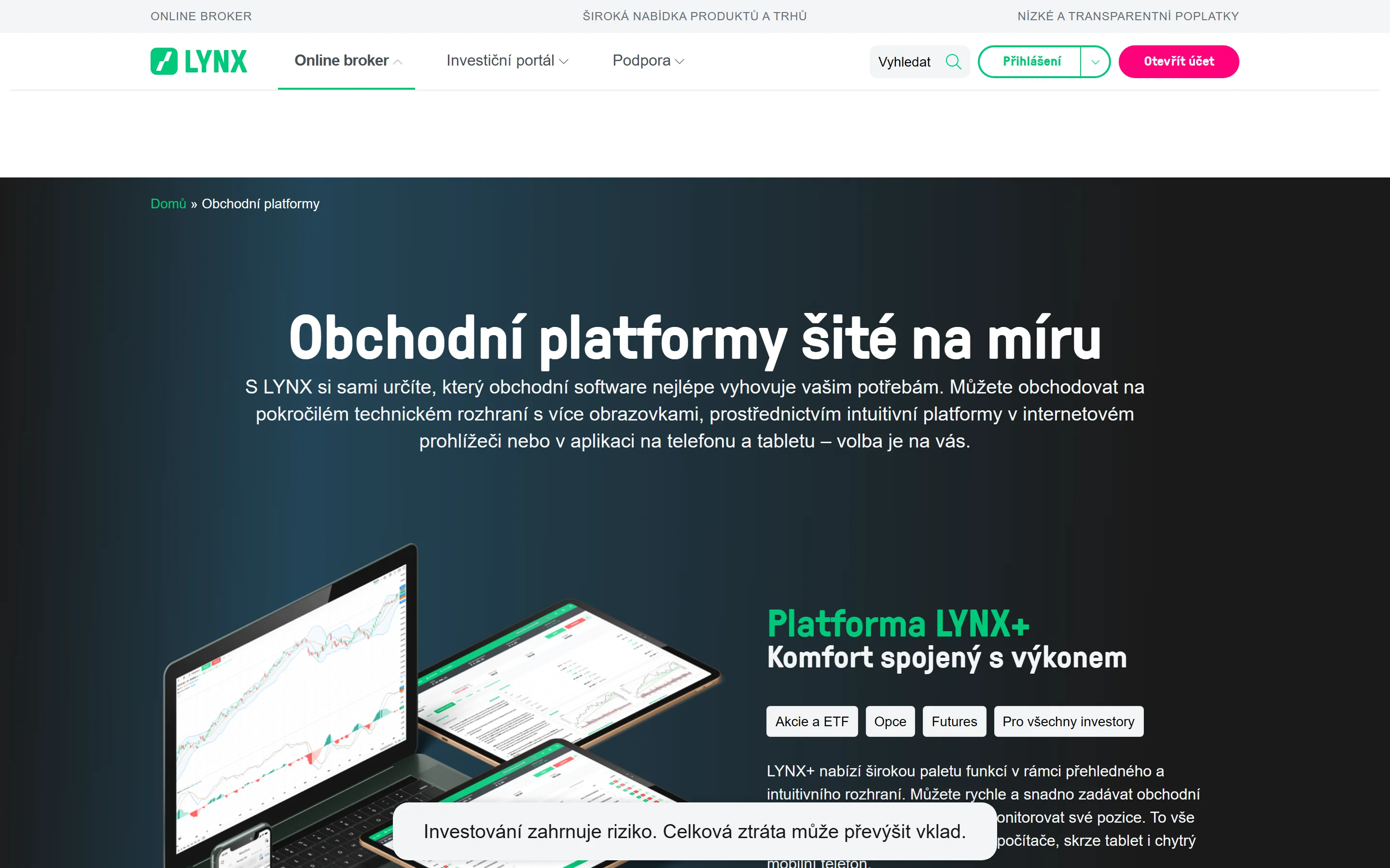 Obchodní platforma LYNX+ a TWS