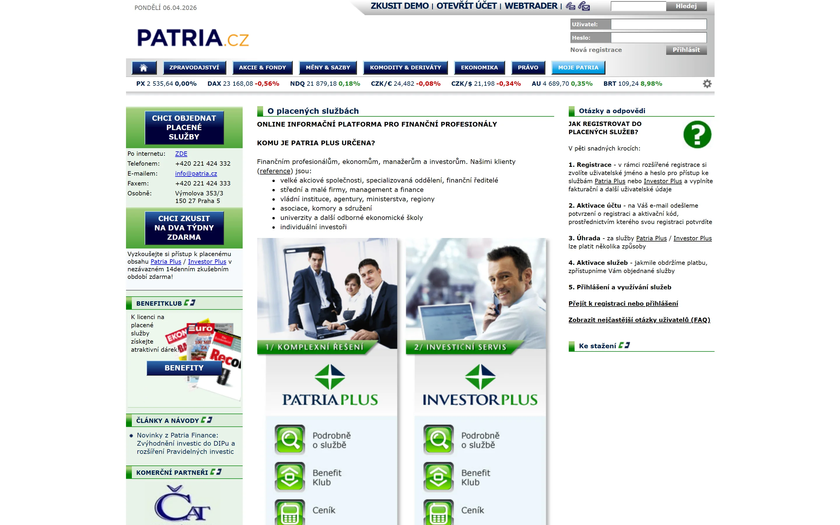 Obchodní platforma PatriaPlus