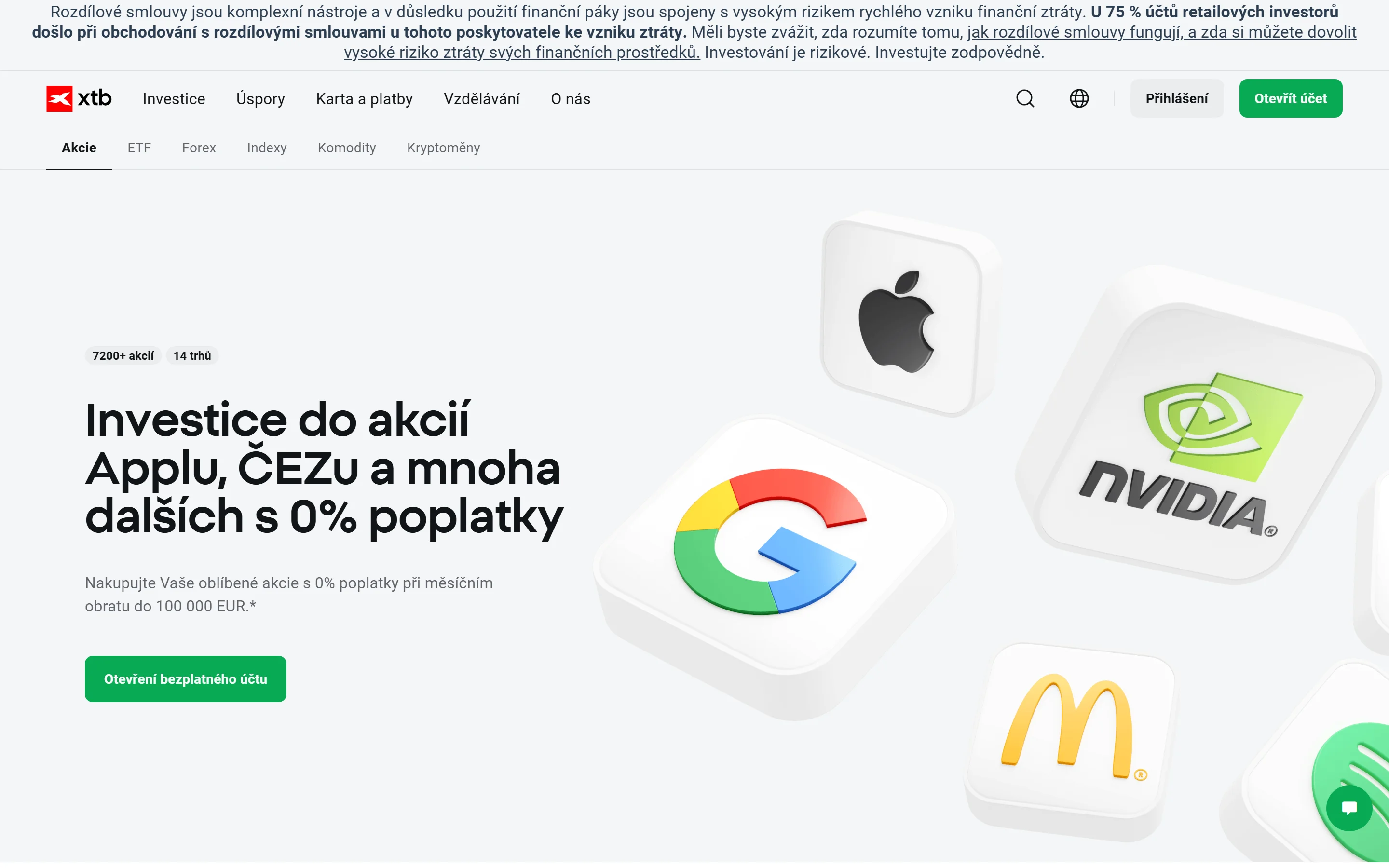 Ponuka akcií XTB – 7 200+ akcií s 0 % poplatkami