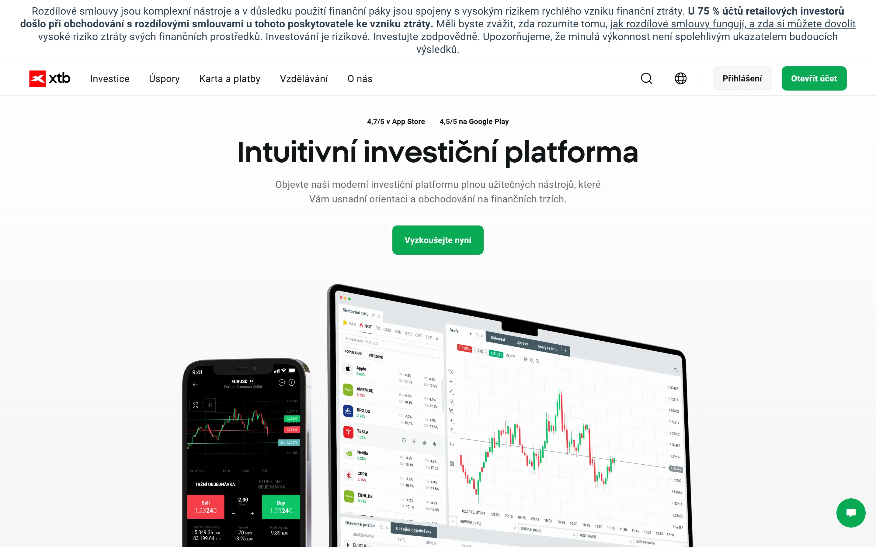 Obchodná platforma xStation 5 od XTB